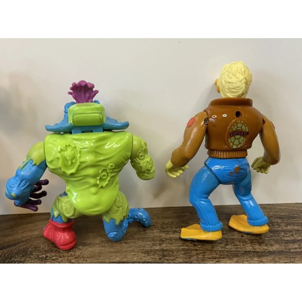 Vintage TMNT Broken Damaged Action Figure Lot Wyrm Cyber Samurai Ace Duck Leo